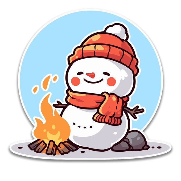 Stick With Finn Snowman By the Fire Sticker