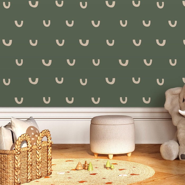 TeepeeJoy Abstract Wallpaper for Nursery and Kids Rooms - Olive Natural