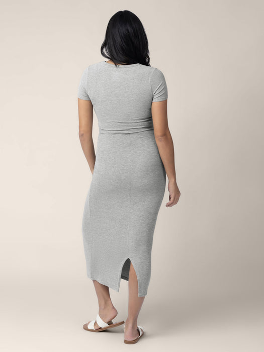 Kindred Bravely Olivia Ribbed Bamboo 2-in-1 Maternity & Nursing Dress | Grey Heather