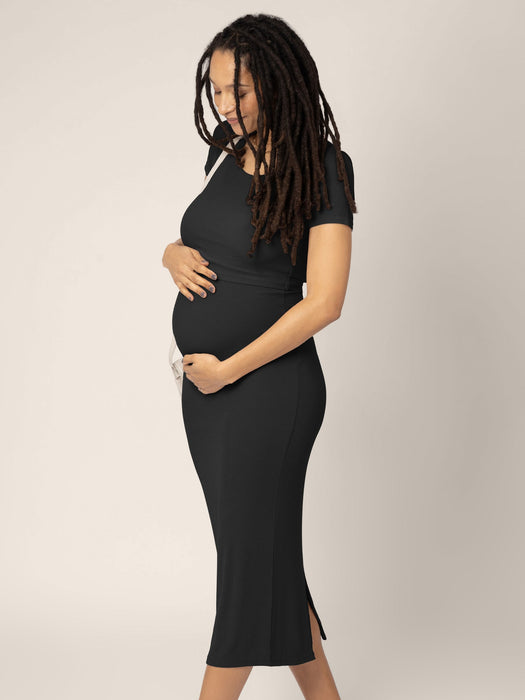 Kindred Bravely Olivia Ribbed Bamboo 2-in-1 Maternity & Nursing Dress | Black