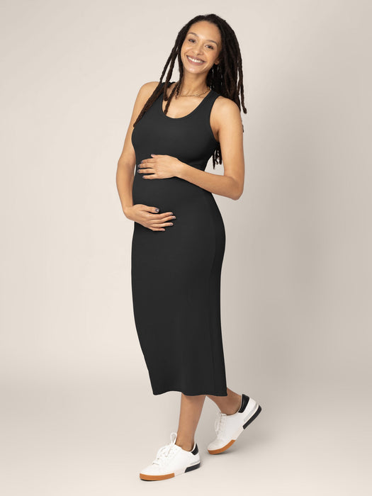 Kindred Bravely Olivia Ribbed Bamboo 2-in-1 Maternity & Nursing Dress | Black