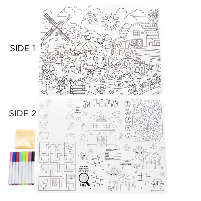 Babeehive Goods Double Sided Silicone Coloring Placemat