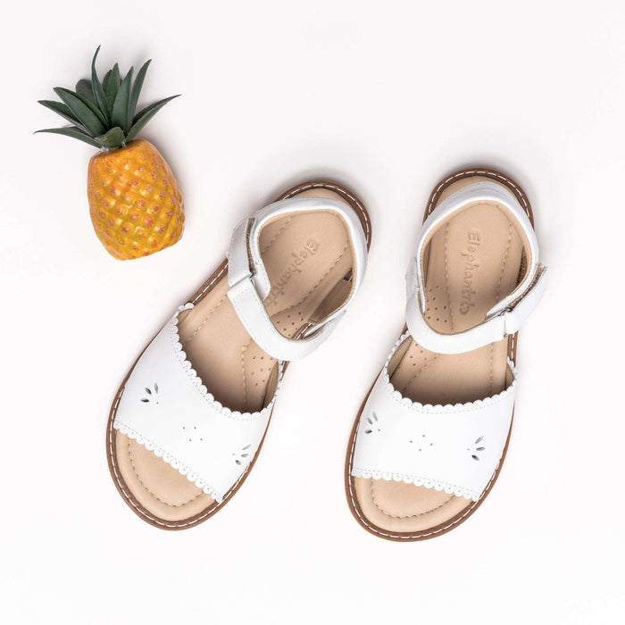 Elephantito Classic Sandal with Scallop Toddler White