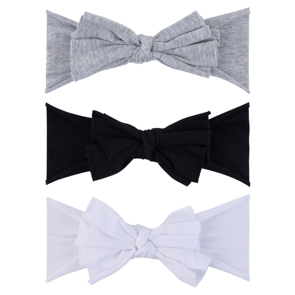 Ely's & Co. 3 Pack Headband Set - Onyx, Heather Grey & White