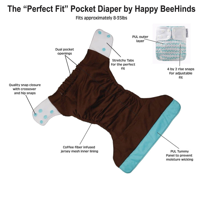 Perfect Fit Pocket Diaper by Happy BeeHinds - Prints