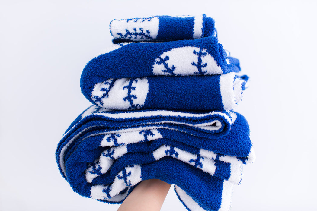 Birdie Bean baseball plush blanket- BLUE/STROLLER
