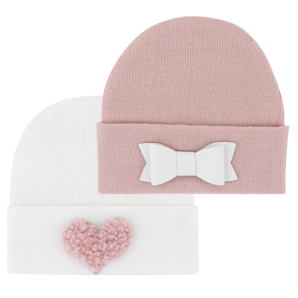 Ely's & Co. Newborn Hospital Hats - Pink & White