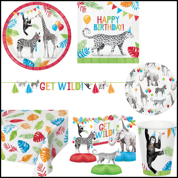 Party Decorations Party Animals Birthday Kit for 8 (46 Total Items)