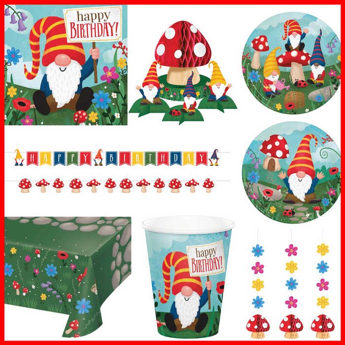 Party Decorations Party Gnomes Birthday Kit for 8 (47 Total Items)