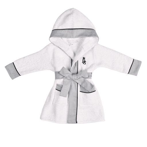 Bebe Sweeny PETIT MARIN | Boys White & Grey Cotton Bathrobe