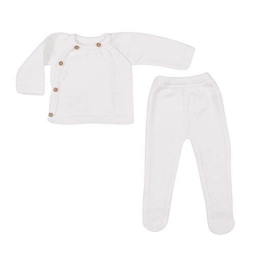 Bebe Sweeny PETIT SWEENY | Baby White Organic Cotton Knit Set (2)