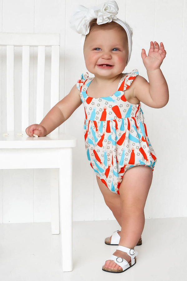 Dream Big Little Co Bursting Red White & Blue Dream Bubble Romper