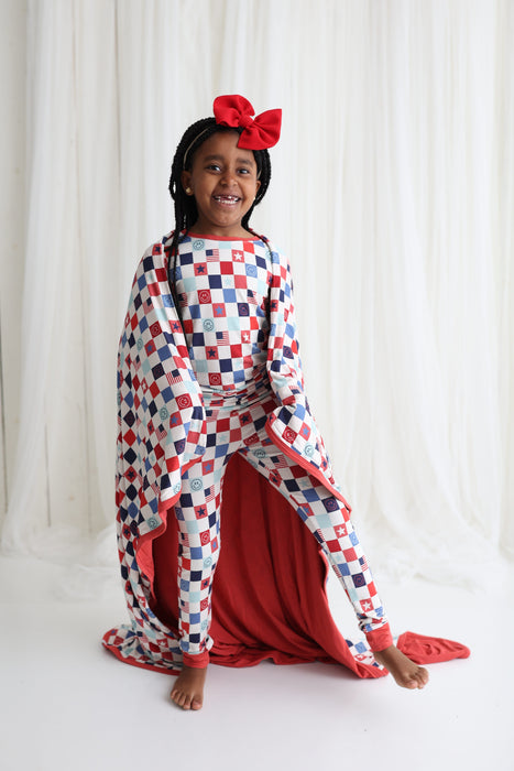 Dream Big Little Co Home of the Free Checkers Dream Blanket