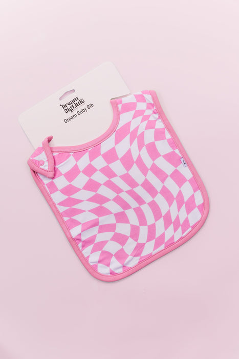 Dream Big Little Co Bubblegum Wavey Checkers Dream Baby Bib