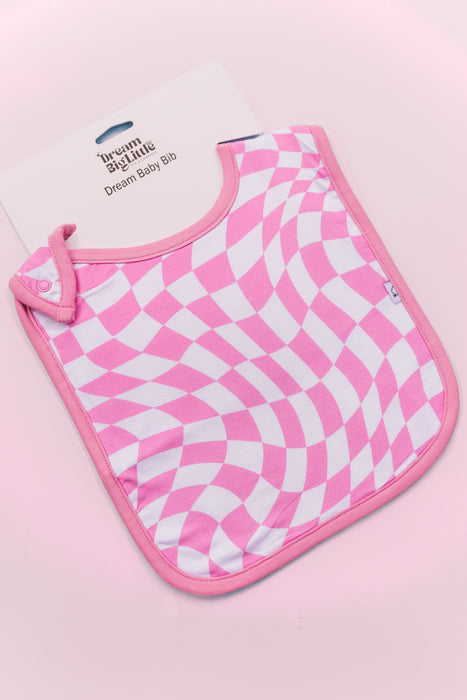 Dream Big Little Co Bubblegum Wavey Checkers Dream Baby Bib