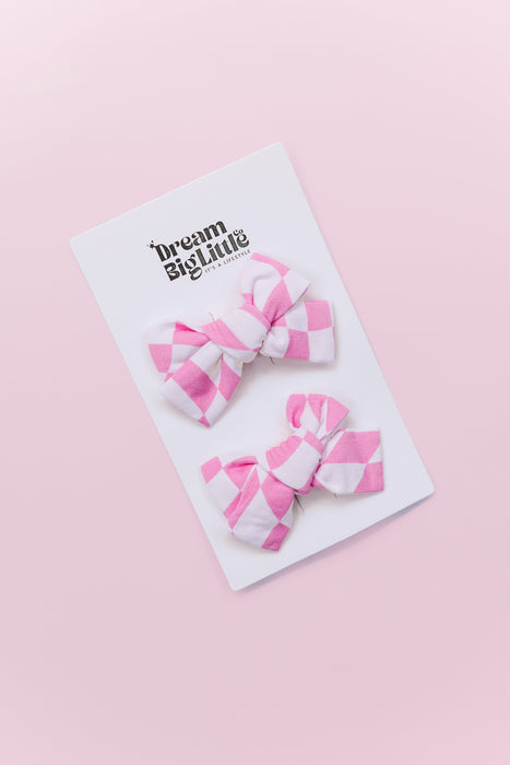 Dream Big Little Co Bubblegum Wavey Checkers Dream Bow Hair Clips