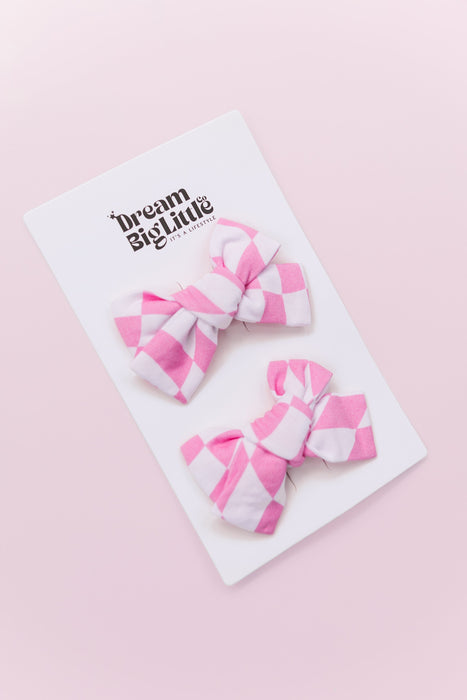 Dream Big Little Co Bubblegum Wavey Checkers Dream Bow Hair Clips