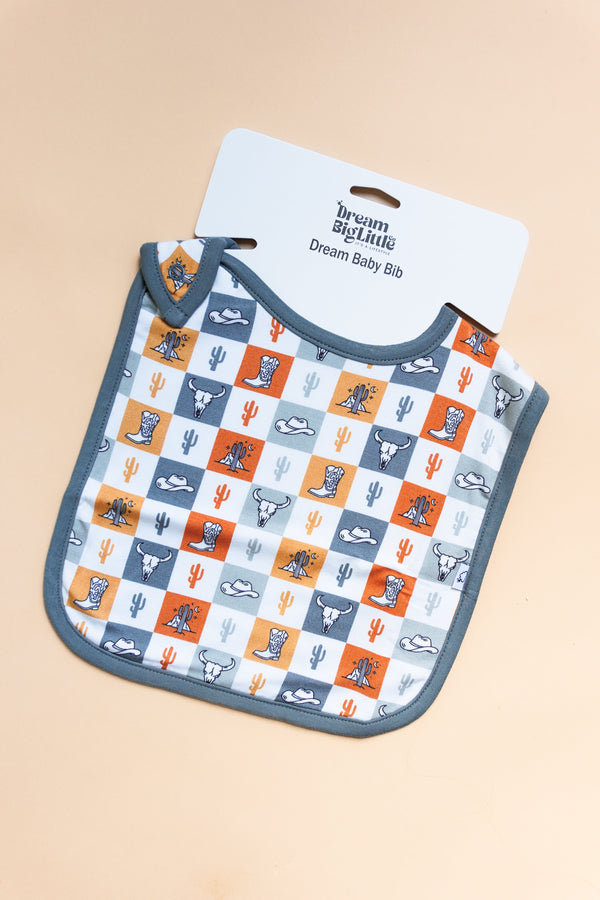 Dream Big Little Co WILD WEST CHECKERS DREAM BABY BIB