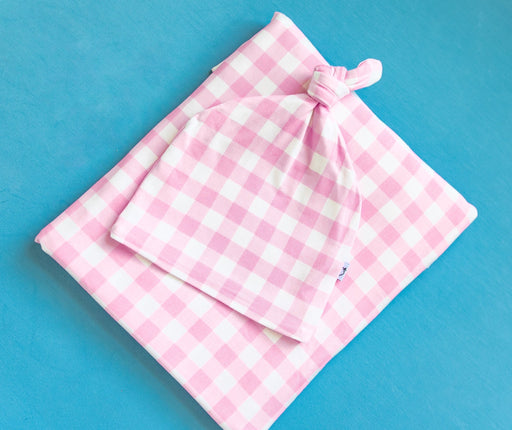 Dream Big Little Co TAFFY PINK GINGHAM DREAM SWADDLE & BEANIE