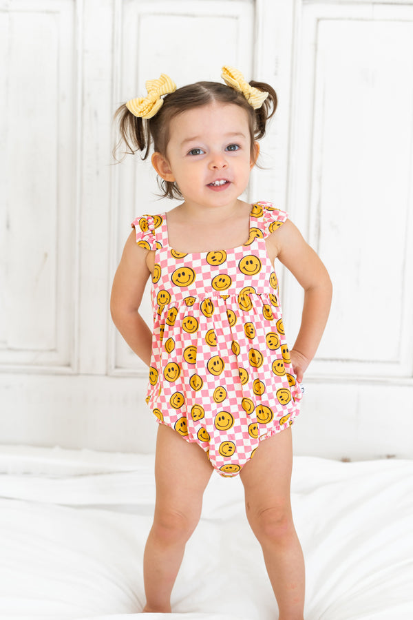 Dream Big Little Co Blushin' Checkers Dream Bubble Romper