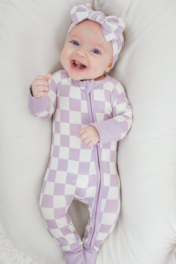 Dream Big Little Co PERIWINKLE CHECKS DREAM ROMPER