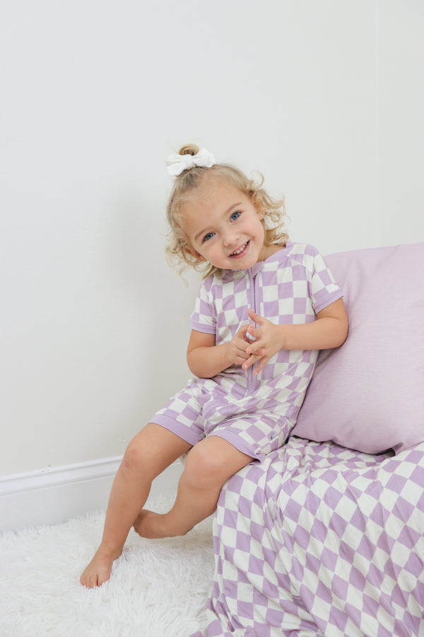 Dream Big Little Co PERIWINKLE CHECKS DREAM SHORTIE