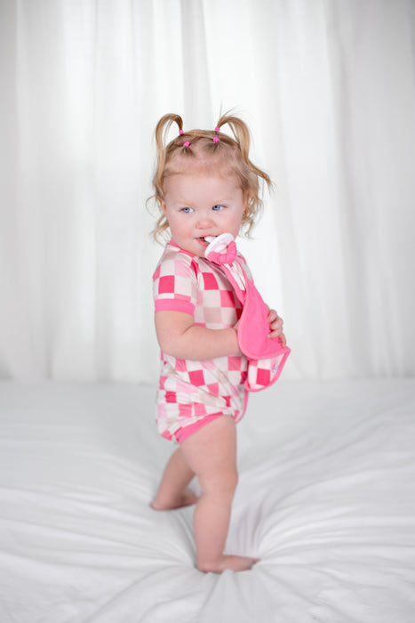 Dream Big Little Co DREAMY PINK CHECKERS DREAM LOVEY