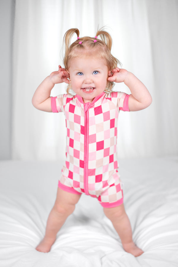 Dream Big Little Co DREAMY PINK CHECKERS DREAM SHORTIE