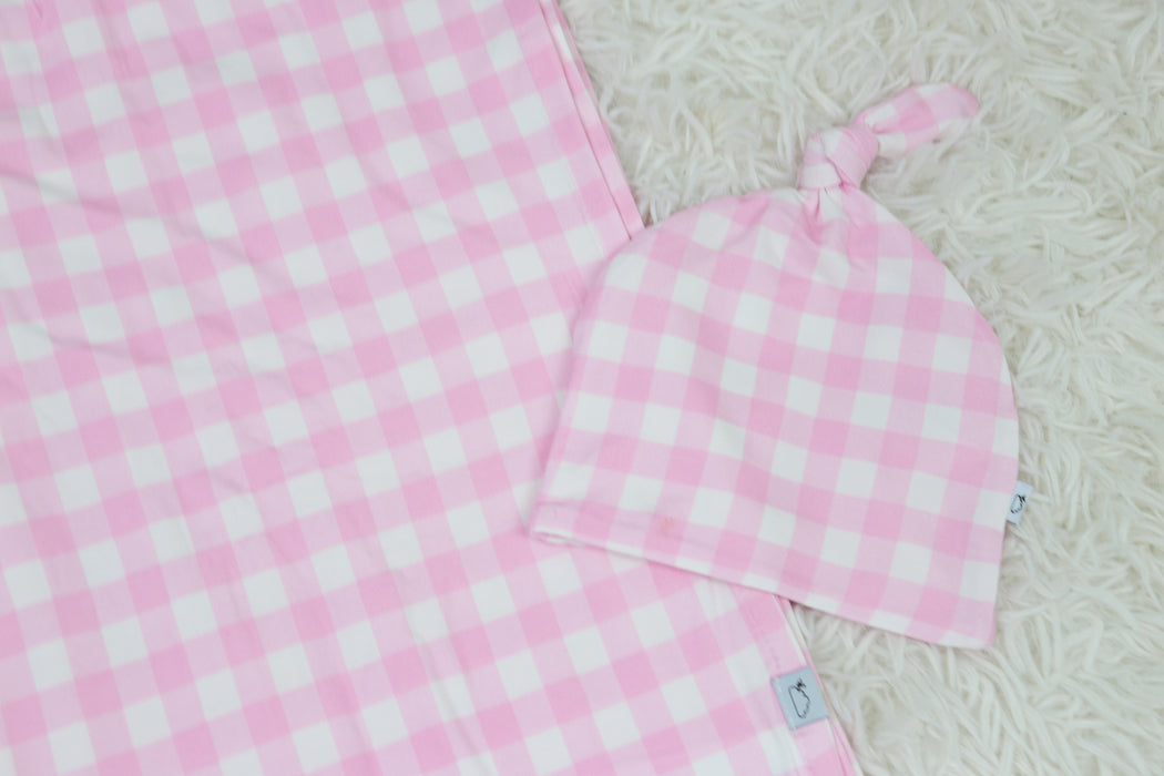 Dream Big Little Co TAFFY PINK GINGHAM DREAM SWADDLE & BEANIE