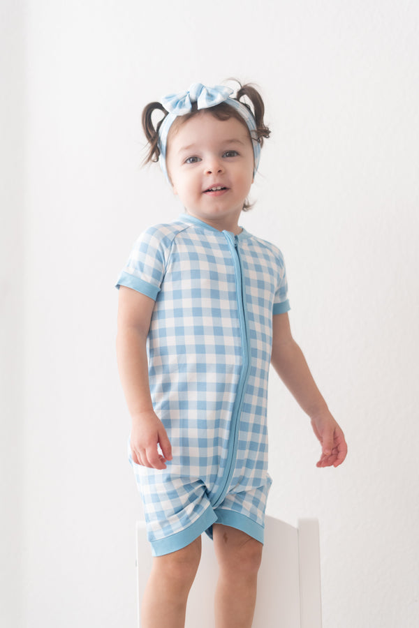 Dream Big Little Co SKY BLUE GINGHAM DREAM SHORTIE