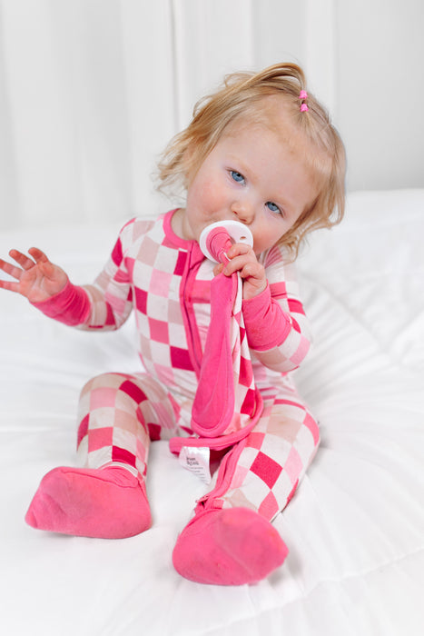 Dream Big Little Co DREAMY PINK CHECKERS DREAM LOVEY