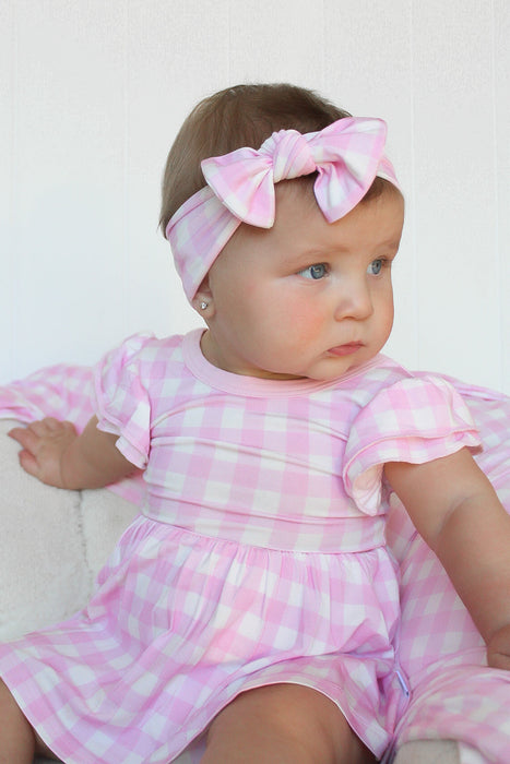 Dream Big Little Co TAFFY PINK GINGHAM DREAM BOW