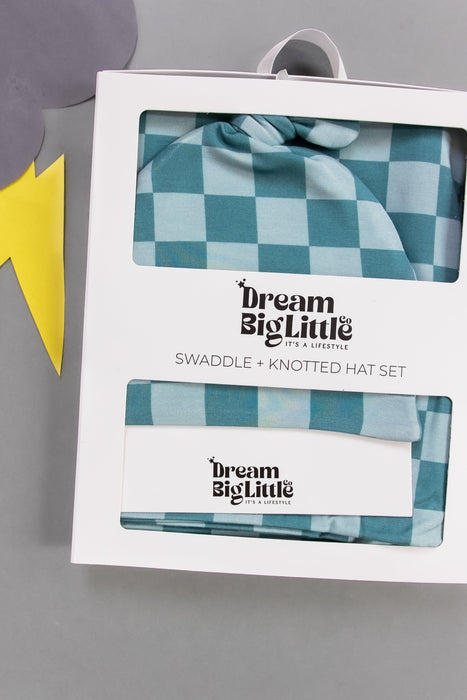 Dream Big Little Co STORMY CHECKERS DREAM SWADDLE & BEANIE