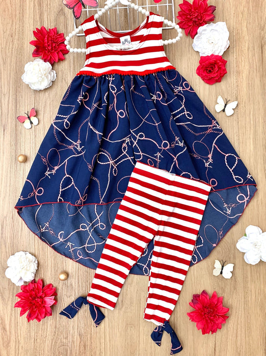 Mia Belle Girls Sea Sets You Free Hi-Lo Tunic and Legging Set