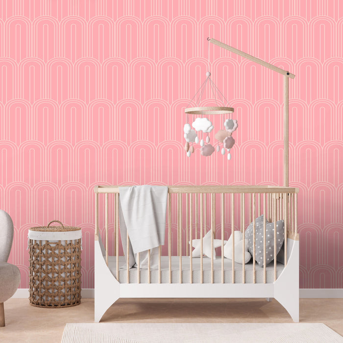 TeepeeJoy Abstract Themed Wallpaper for Nursery and Kids Rooms - Pink Bows