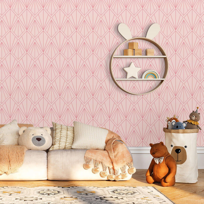 TeepeeJoy Geometric Wallpaper Peel and Stick or Traditional - Pink Diamonds