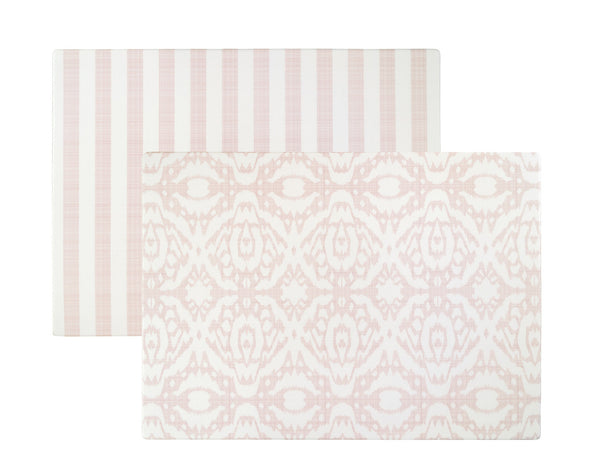 wander & roam Emerson Ikat + Jack Stripe in Rose Pink Play Mat