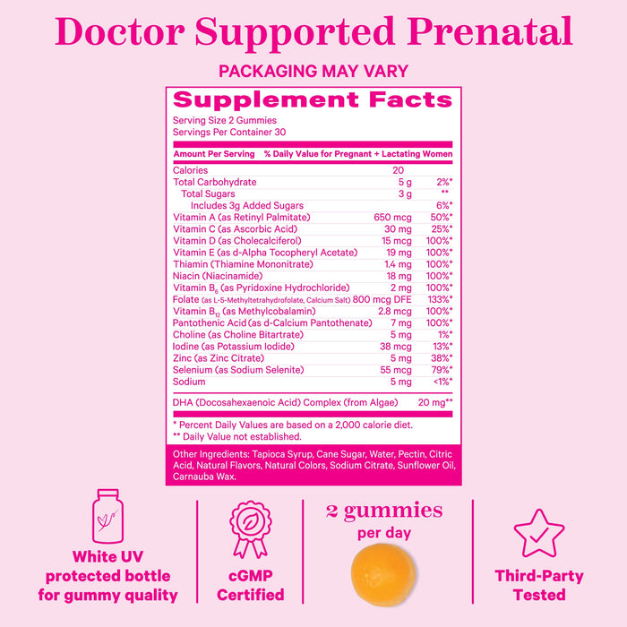 Pink Stork Premium Prenatal + DHA Gummies