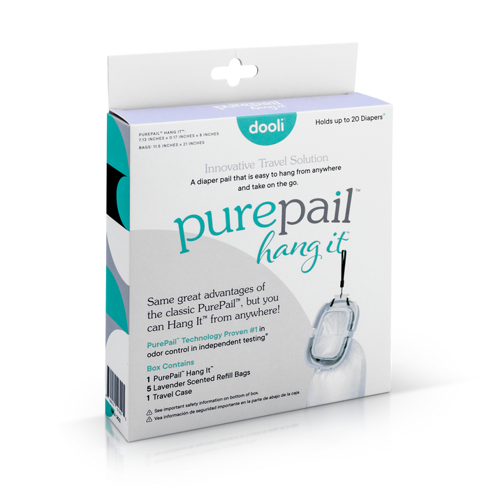 PurePail Hang It Odor-Trapping Diaper Disposal, White, Lavender Scent