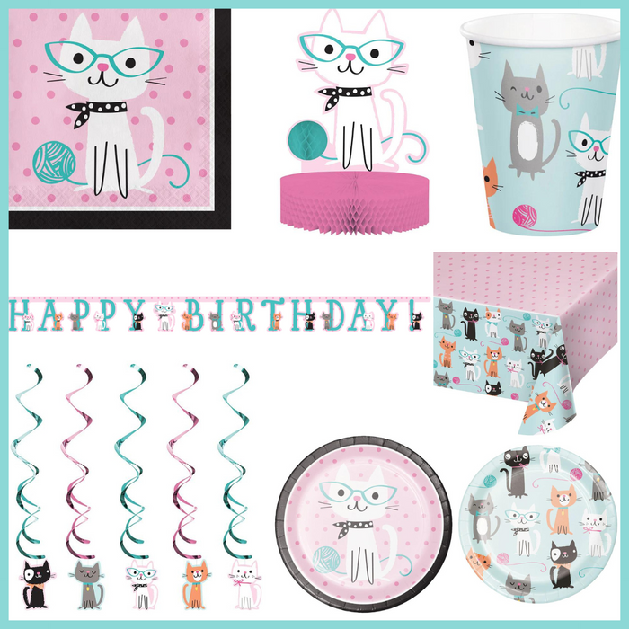 Party Decorations Purr-Fect Birthday Party Kit for 8 (48 Total Items)