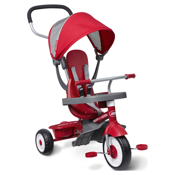 Radio Flyer EZ Fold 4-in-1 Stroll 'N Trike Infant Toddler Stroller Tricycle, Red