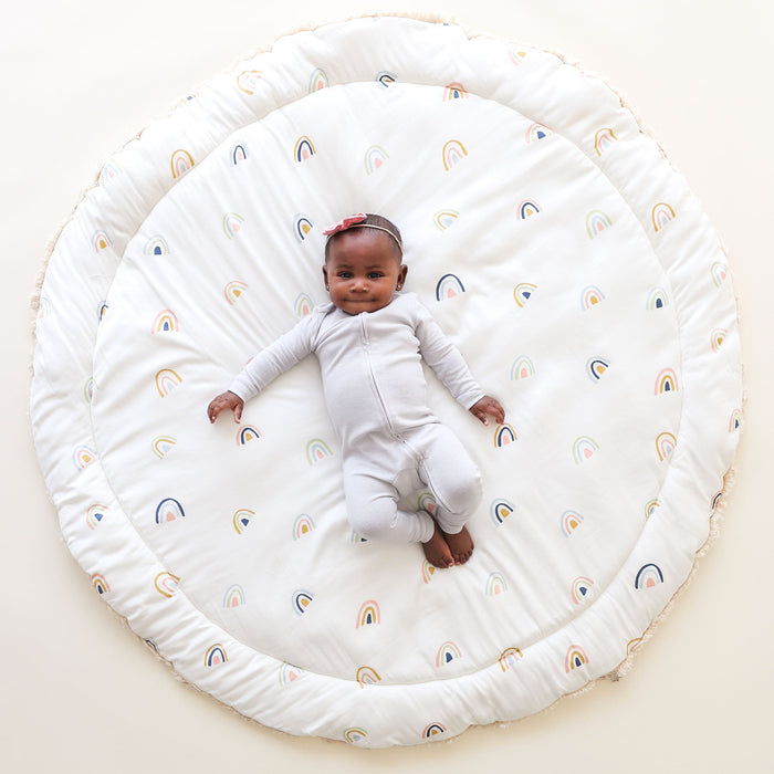 Makemake Organics Organic Baby Play Mat - Rainbow and Ivory