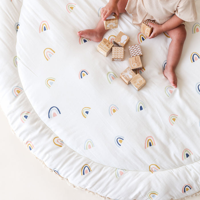 Makemake Organics Organic Baby Play Mat - Rainbow and Ivory