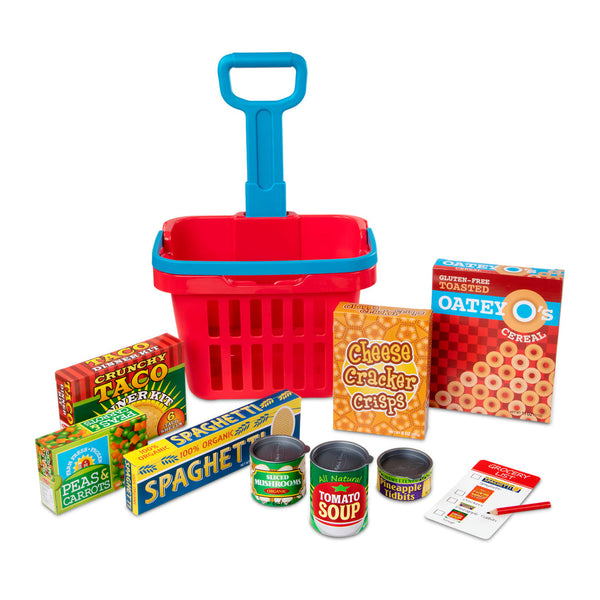 Melissa & Doug Rolling Grocery Basket Set