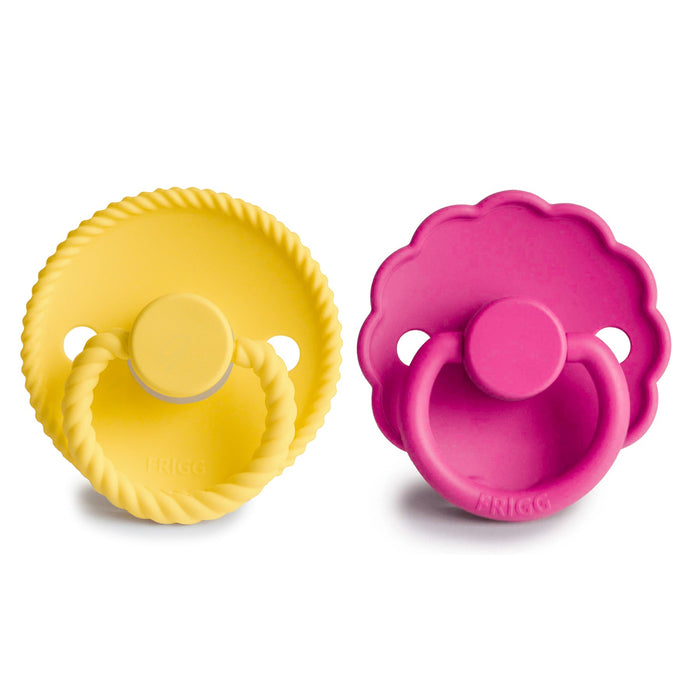 Mushie FRIGG Rope/Daisy Silicone Pacifier (Sunflower/Fuchsia) 2-Pack (6-18 Months)
