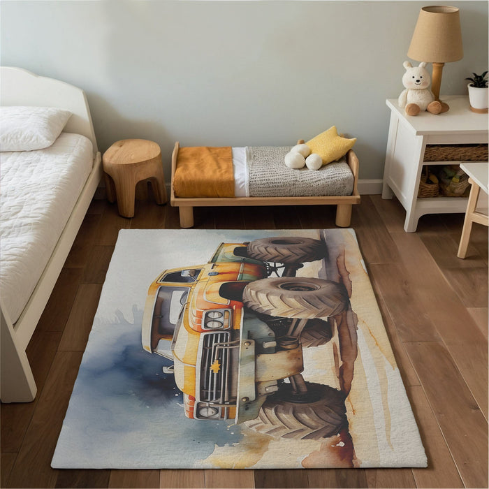 TeepeeJoy Monster Truck Rug for Nursery and Kids Rooms - Bigfoot Bounce