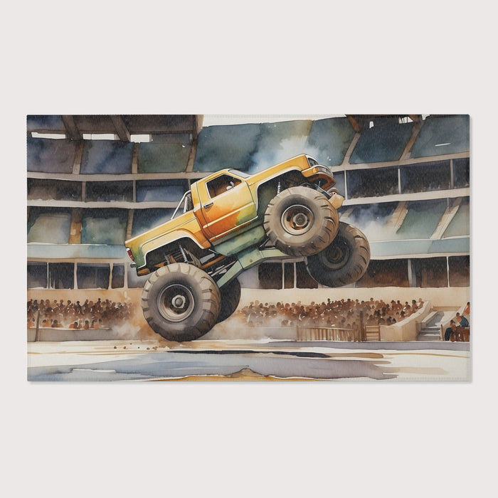 TeepeeJoy Monster Truck Area Rug for Nursery and Kids Rooms - Leapin' Legend