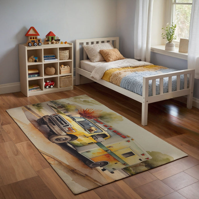 TeepeeJoy Nursery and Kids Ambulance Area Rug - Prehistoric Paramedic