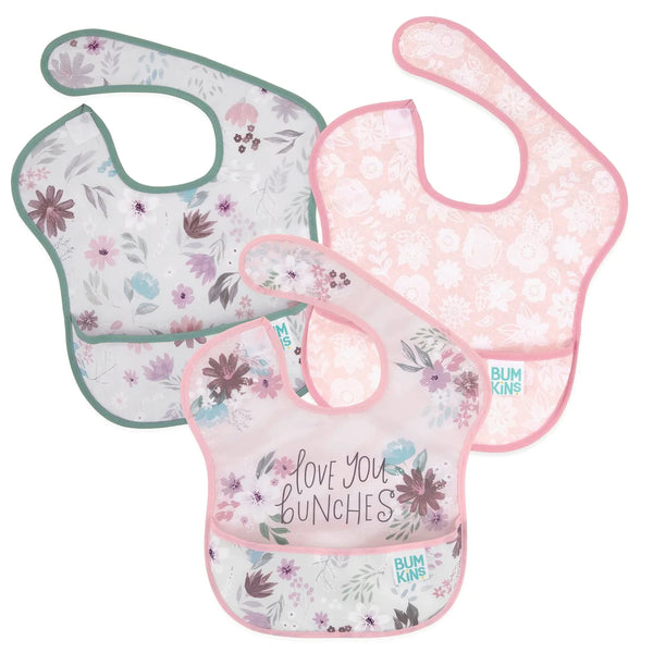 Bumkins SuperBib® 3 Pk: Love You Bunches, Floral, Lace