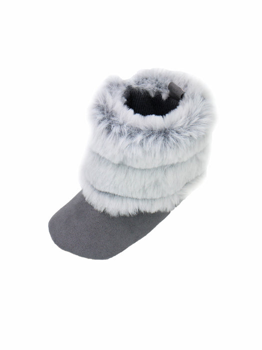 Stepping Stones First Steps Faux Fur Boots in Gray/White Ombre